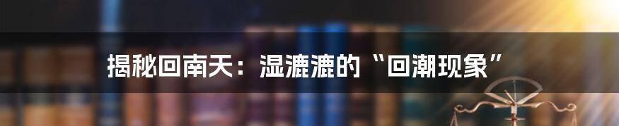 揭秘回南天：湿漉漉的“回潮现象”