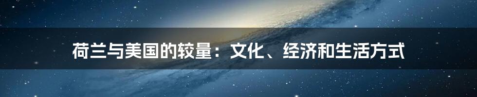 荷兰与美国的较量：文化、经济和生活方式