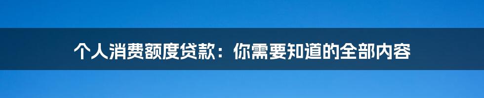 个人消费额度贷款：你需要知道的全部内容