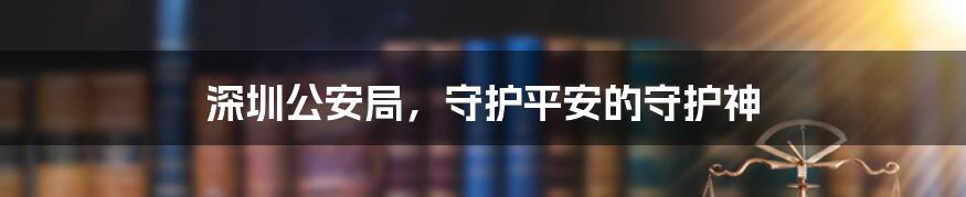 深圳公安局，守护平安的守护神