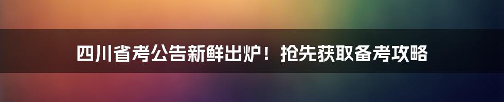 四川省考公告新鲜出炉！抢先获取备考攻略