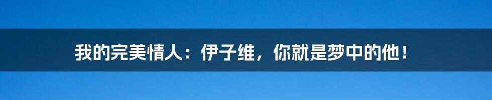 我的完美情人：伊子维，你就是梦中的他！