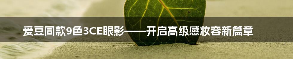 爱豆同款9色3CE眼影——开启高级感妆容新篇章