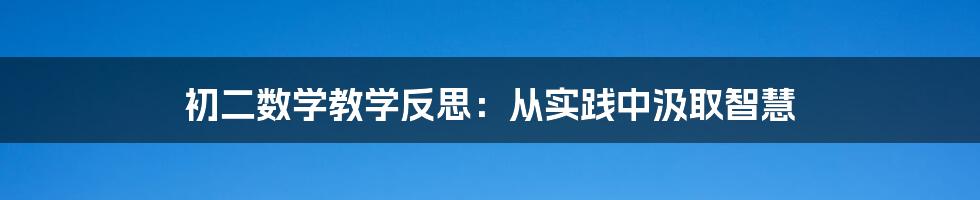 初二数学教学反思：从实践中汲取智慧