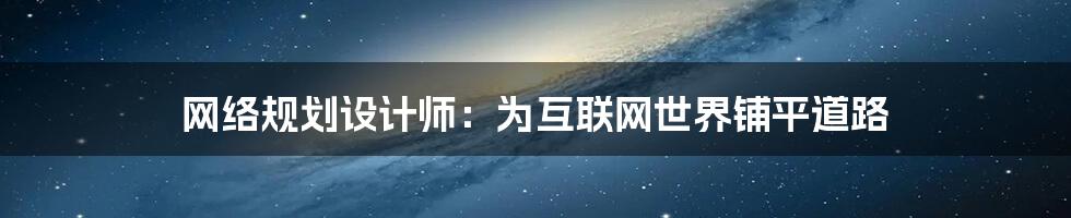 网络规划设计师：为互联网世界铺平道路