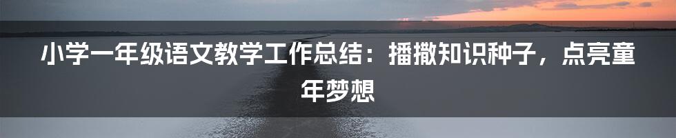 小学一年级语文教学工作总结：播撒知识种子，点亮童年梦想