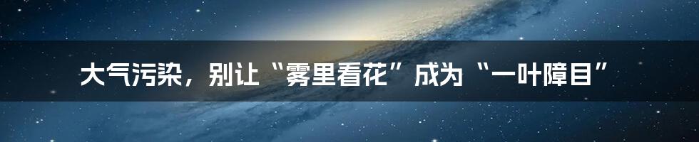 大气污染，别让“雾里看花”成为“一叶障目”