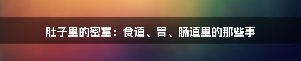 肚子里的密室：食道、胃、肠道里的那些事