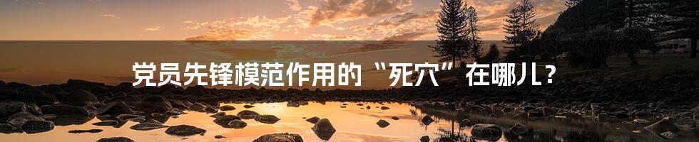 党员先锋模范作用的“死穴”在哪儿？