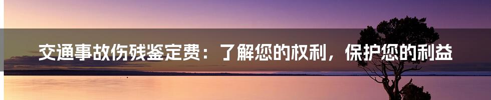 交通事故伤残鉴定费：了解您的权利，保护您的利益