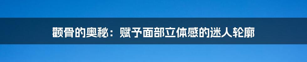 颧骨的奥秘：赋予面部立体感的迷人轮廓