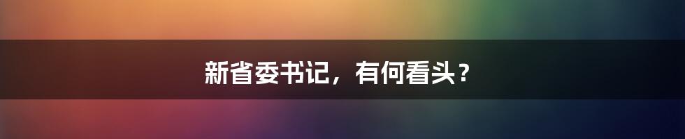 新省委书记，有何看头？