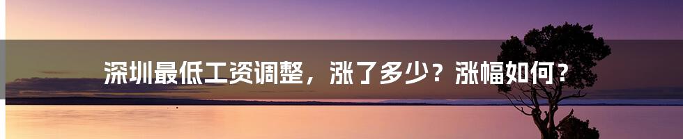 深圳最低工资调整，涨了多少？涨幅如何？