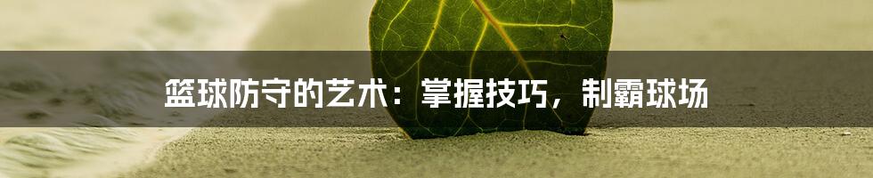 篮球防守的艺术：掌握技巧，制霸球场