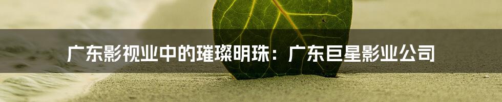 广东影视业中的璀璨明珠：广东巨星影业公司