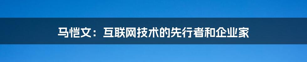 马恺文：互联网技术的先行者和企业家