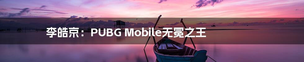 李皓京：PUBG Mobile无冕之王