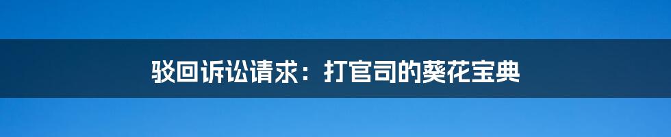 驳回诉讼请求：打官司的葵花宝典