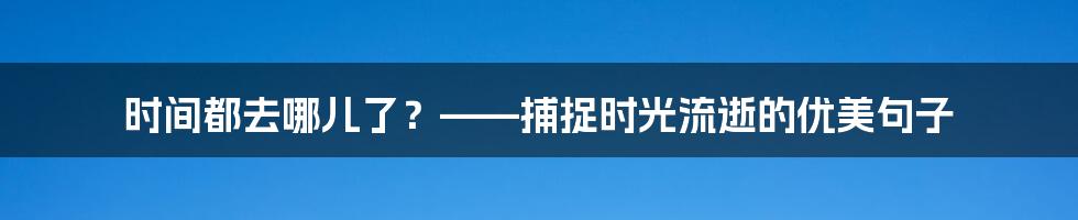 时间都去哪儿了？——捕捉时光流逝的优美句子