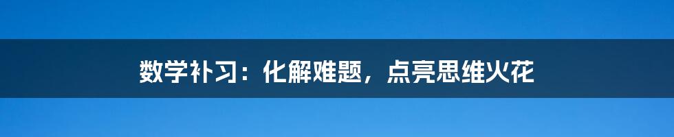 数学补习：化解难题，点亮思维火花