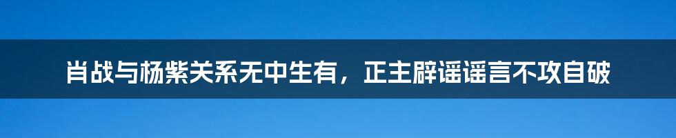 肖战与杨紫关系无中生有，正主辟谣谣言不攻自破