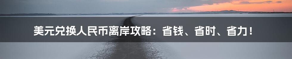 美元兑换人民币离岸攻略：省钱、省时、省力！