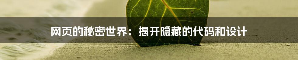 网页的秘密世界：揭开隐藏的代码和设计