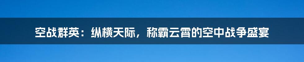 空战群英：纵横天际，称霸云霄的空中战争盛宴