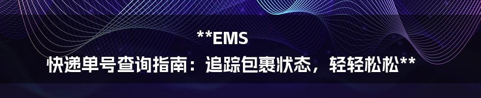 **EMS 快递单号查询指南：追踪包裹状态，轻轻松松**