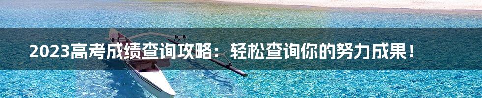 2023高考成绩查询攻略：轻松查询你的努力成果！