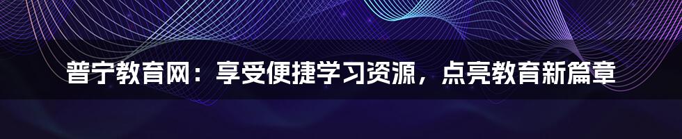 普宁教育网：享受便捷学习资源，点亮教育新篇章