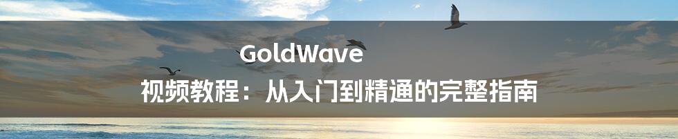 GoldWave 视频教程：从入门到精通的完整指南