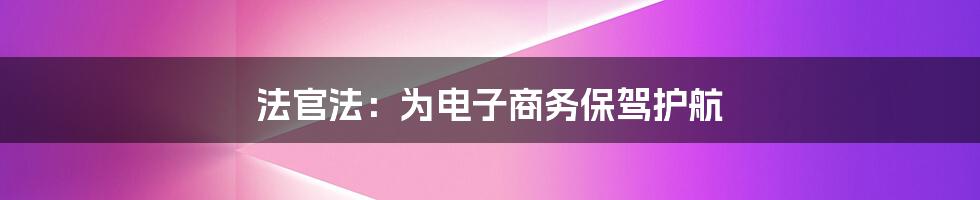 法官法：为电子商务保驾护航