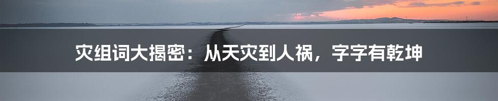 灾组词大揭密：从天灾到人祸，字字有乾坤