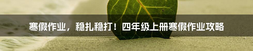 寒假作业，稳扎稳打！四年级上册寒假作业攻略