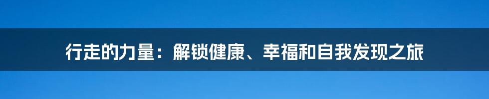 行走的力量：解锁健康、幸福和自我发现之旅