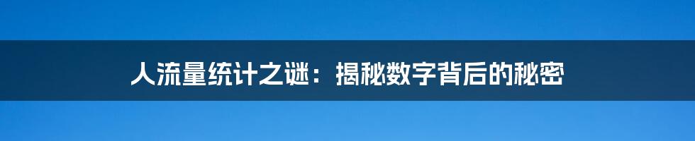 人流量统计之谜：揭秘数字背后的秘密