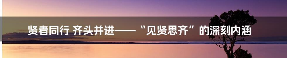 贤者同行 齐头并进——“见贤思齐”的深刻内涵