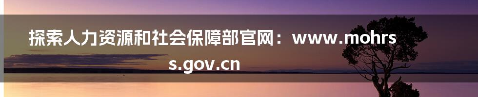 探索人力资源和社会保障部官网：www.mohrss.gov.cn