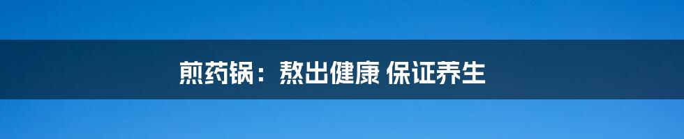 煎药锅：熬出健康 保证养生