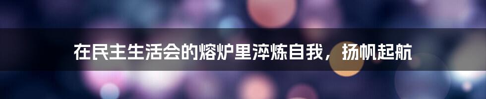 在民主生活会的熔炉里淬炼自我，扬帆起航