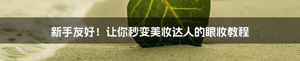 新手友好！让你秒变美妆达人的眼妆教程