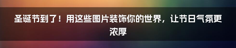 圣诞节到了！用这些图片装饰你的世界，让节日气氛更浓厚