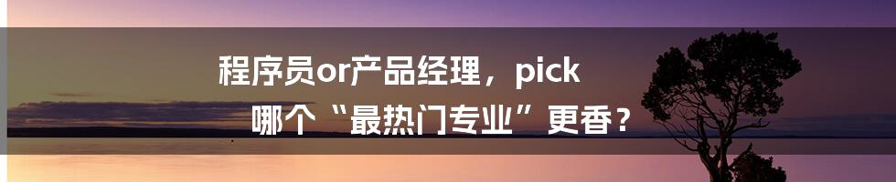 程序员or产品经理，pick 哪个“最热门专业”更香？