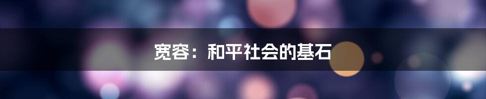 宽容：和平社会的基石