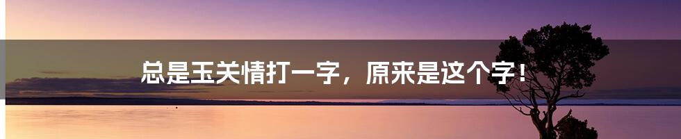 总是玉关情打一字，原来是这个字！