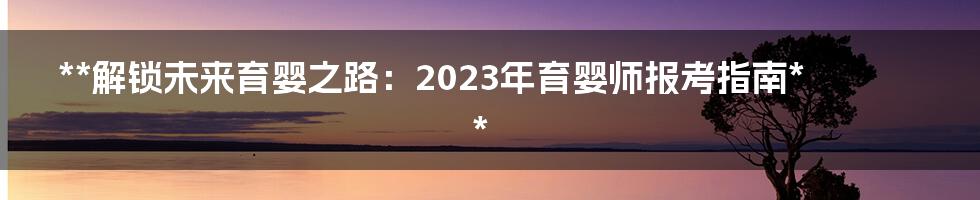 **解锁未来育婴之路：2023年育婴师报考指南**