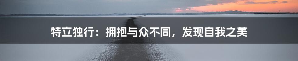 特立独行：拥抱与众不同，发现自我之美