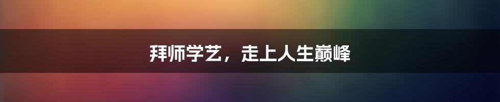 拜师学艺，走上人生巅峰