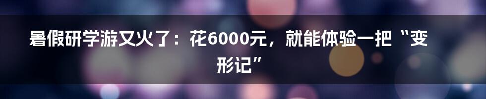 暑假研学游又火了：花6000元，就能体验一把“变形记”